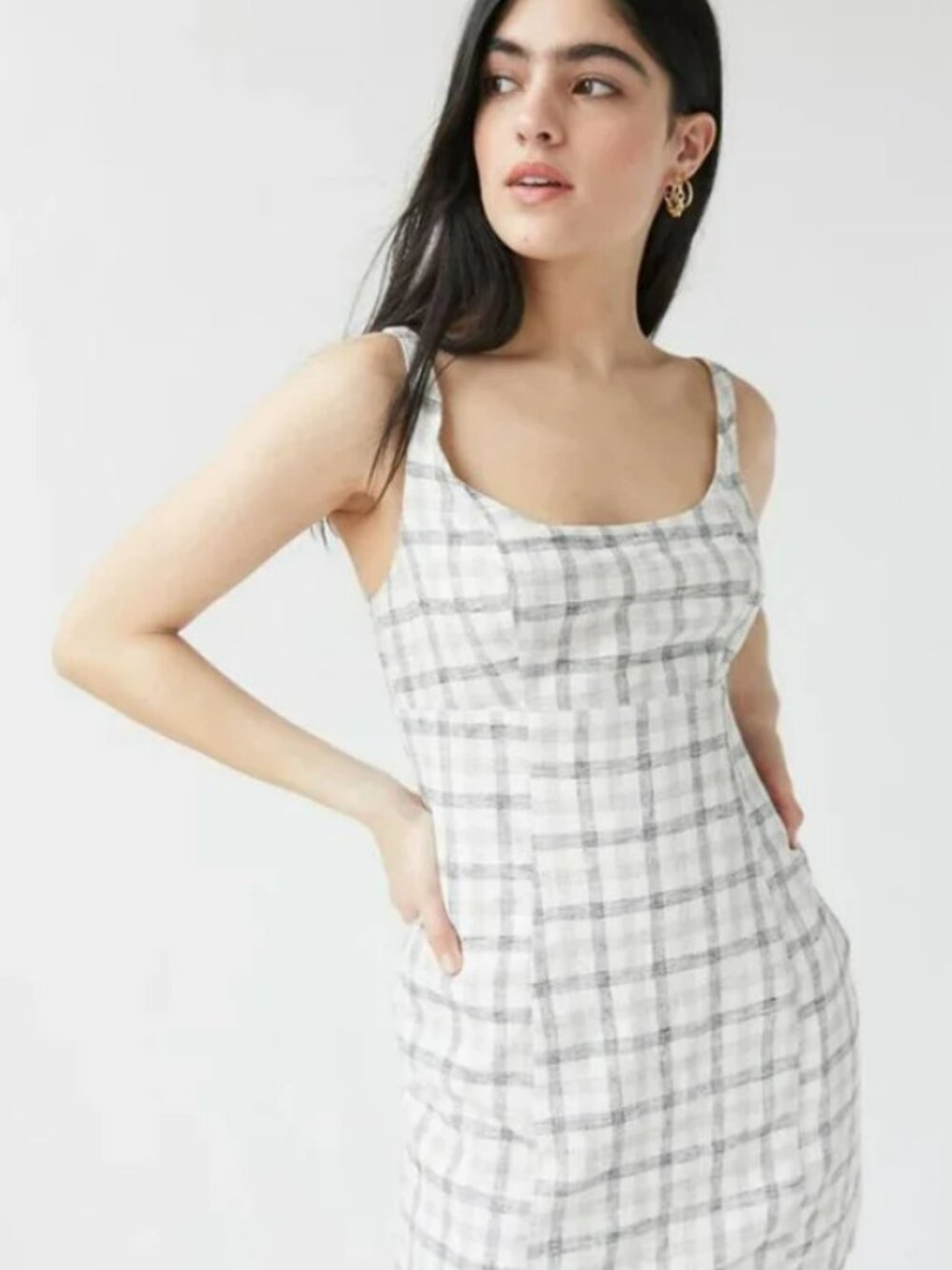 Urban Outfitters Winona Linen Plaid Mini Dress